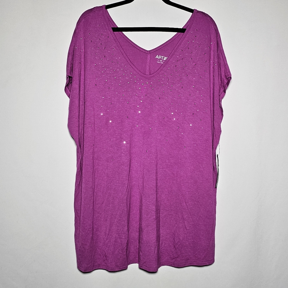 Apt.9 fuschia pink cap sleeve Embellished top nwot size 2X